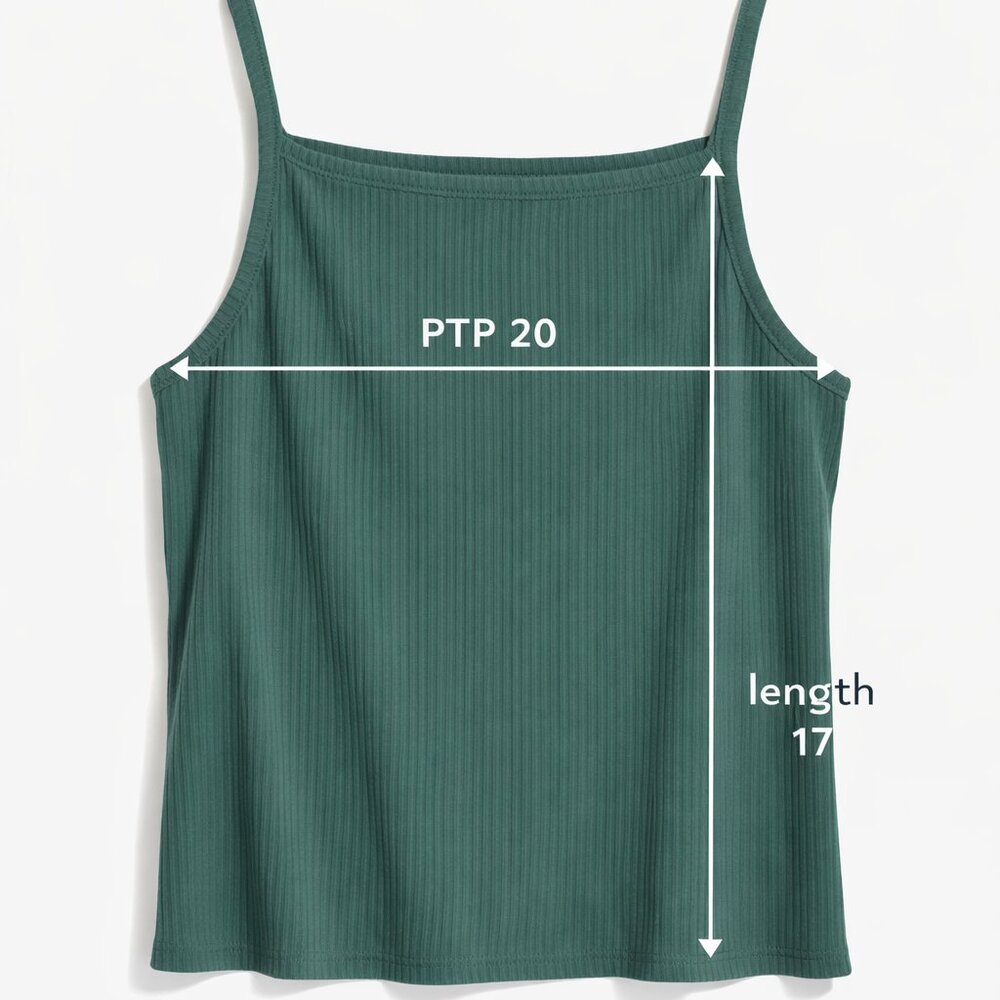 Old Navy Ribbed Tank Top XL Green Stretch Cami Sleeveless Basic Casual - Picture 3 of 6